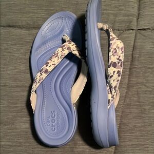 CROCS Blue and Purple Sandals with Floral Strap